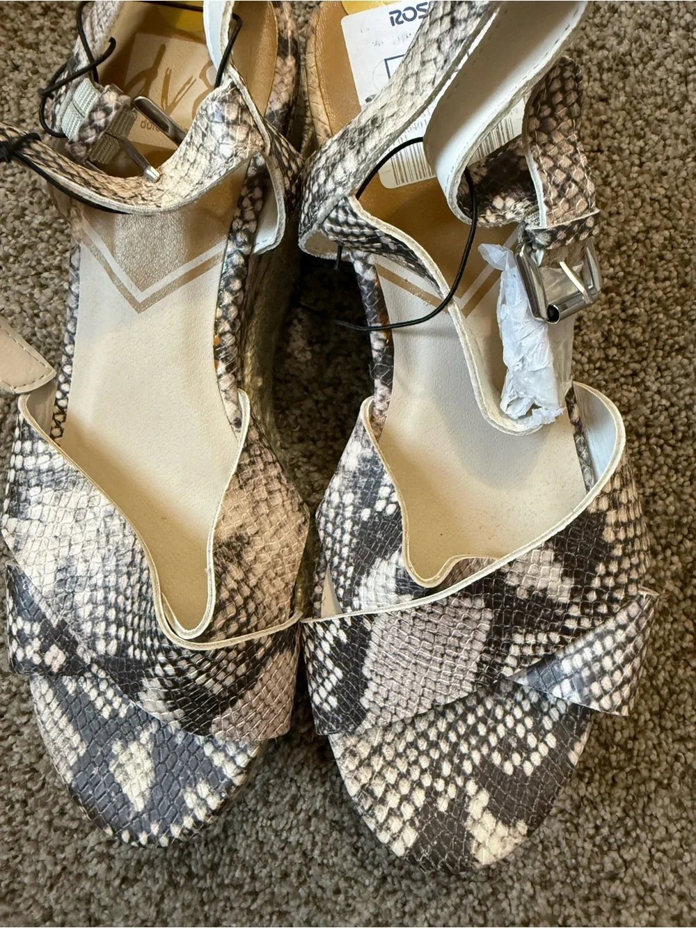 Dolce Vita Snake-Print Platform Slingbacks - Black, White, Tan
